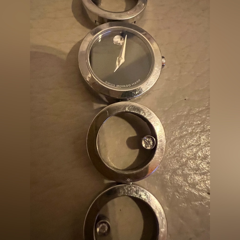 Movado stainless steel ladies watch with diamonds